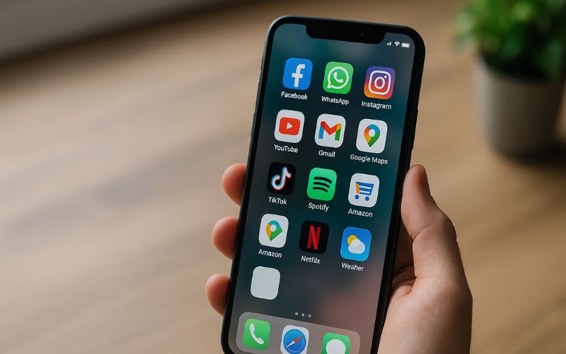Smartphone wird in der Hand gehalten